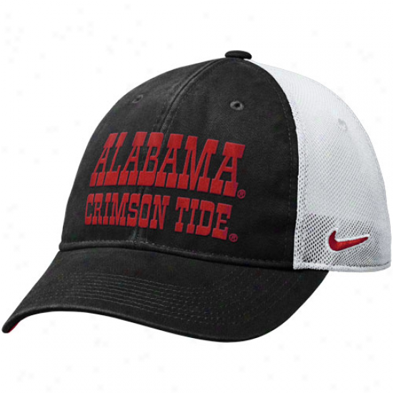 Nike Alabama Crimson Tide Heritage 86 Relaxed Adjustable Hat - Black-white