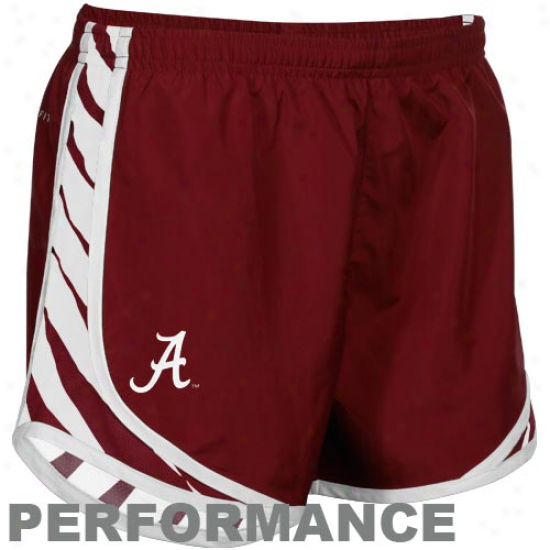 Nike Alabama Crimson Tide Ladies Crimson Striped Tempo Performance Shorts