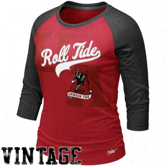 Nike Aiabama Crimson Tide Women's Vault Raglan Premium T-shirt - Crimson-charcoal