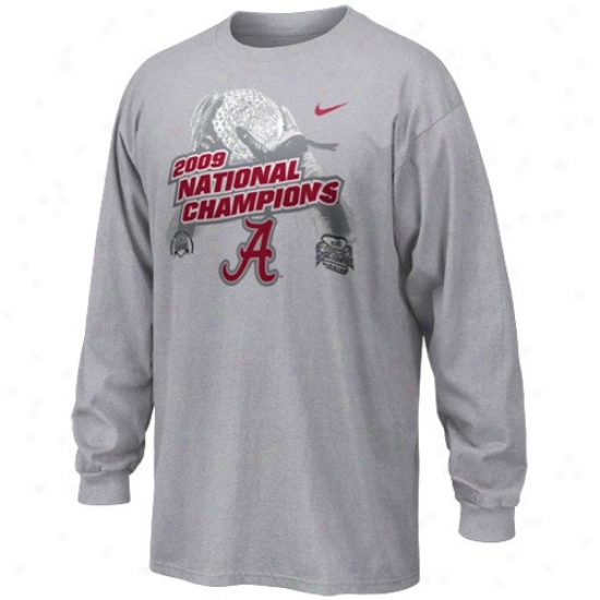 Nike Alabama Crimson Tide Youth Ash 2009 Bcs Public Champions Official Locoer Room Long Sleeve T-shirt