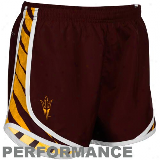 Nike Arizona State Sun Devils Ladies Maroon Striped Tempo Performance Shorts