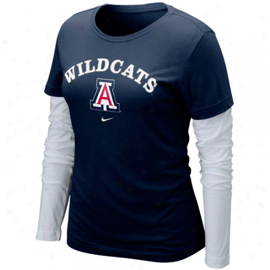 Nike Arizona Wildcats Ladies Cross Campus Double Layer Long Sleeve T-shirt - Navy Blue