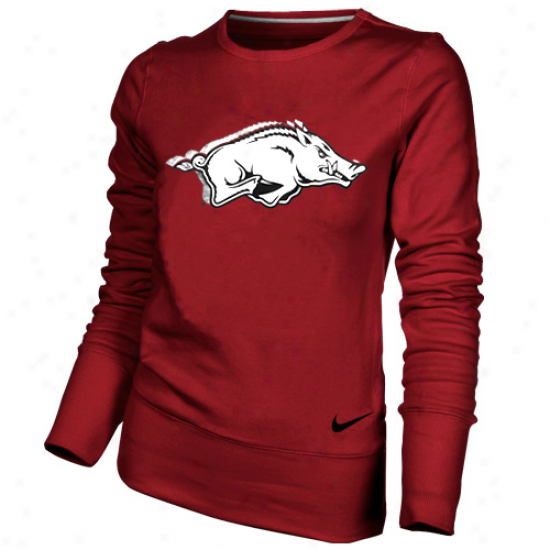 Nike Arkansas Razorbacks Ladies Cardinal Excel Pullover Crew Sweatshirt