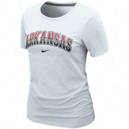 Nike Arkansas Razorbacks Ladies Seasonal Arch Crew T-sirt - White