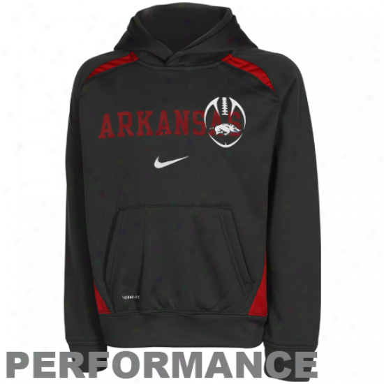 Nike Arkansas Razorbacks Prrschool Charcoal Football Performance Pullover Hoodie Sweatshirt