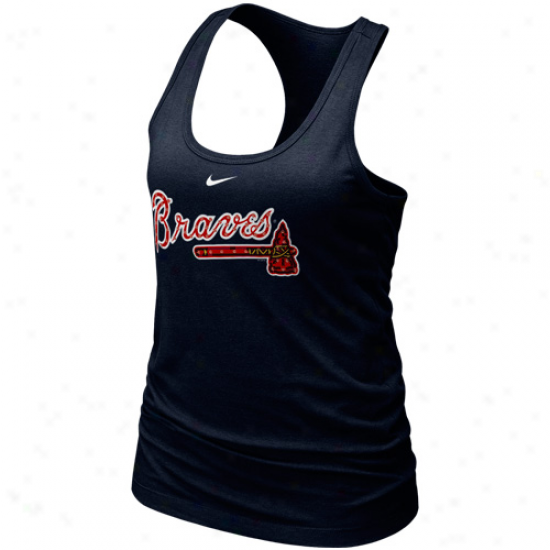 Nike Atlanta Bravrs Ladies Navy Blue Mlb Bling Premium Racerback Tank Top