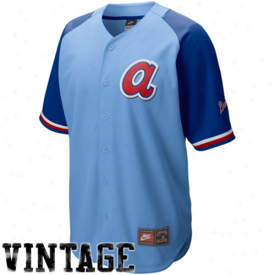 Nike Atlanta Braves Light Blue-royal Blue Cooperstown Quick Pick Vintage Baseball Jersey