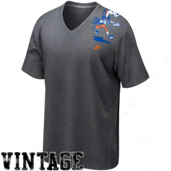 Nike Boise Statte Broncos Charcoal Vault Logo Tri-blend V-neck T-shirt