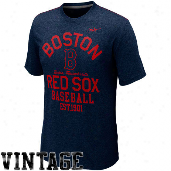 Nike Boston Red Sox Cooperstown Vintage Logo T-shirt - Ships of war Blue