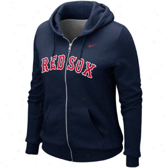 Nike Boaton Red Sox Ladies Classic Full Zip Hoodie - Navy Blue