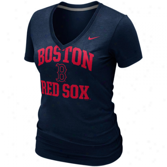 Nike BostonR ed Sox Ladies Old Faithful Premium T-shirt - Navy Blue