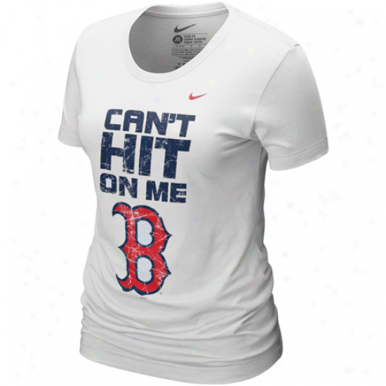 Niie Boston Red Sox Ladies White Can't Hit On Me T-shirt