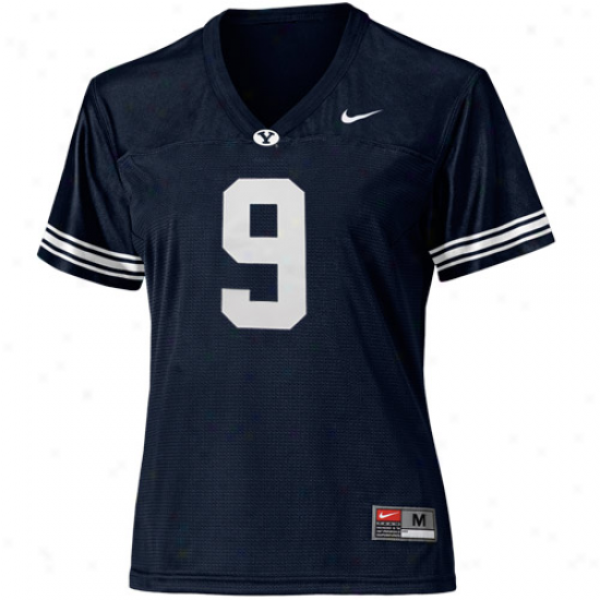 Nike Brigham Young Coufars #9 Women's Replica Football Jerset - Navy Blue