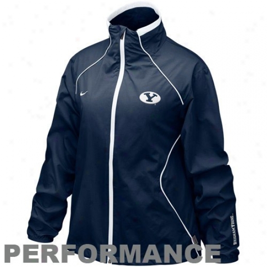 Niek Byu Cougars Ladies Navy Blue Run Blitz Full Zip Performance Jacket