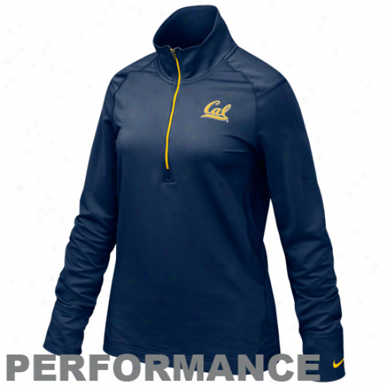 Nike Cal Bears Lzdies Navy Azure Quartet Zip Pullover Performance Jacket