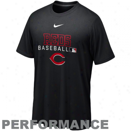 Nike Cincinnati Reds Dri-fit Team Issue Fable Perfromance T-zhirt - Black