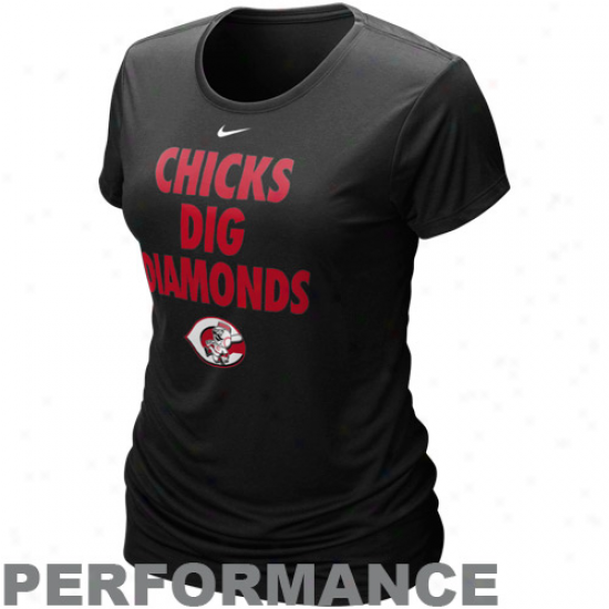 Nike Cincinnati Reds Ladies Chicks Dig Diamonds Black Performance T-shirt