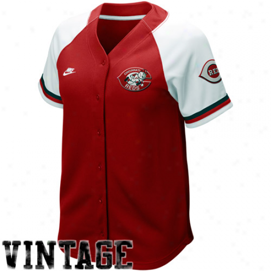 Nike Cincinnati Reds Women's Re-dwhite Cooperstown Quick Pick Vintage Baseball Jersey