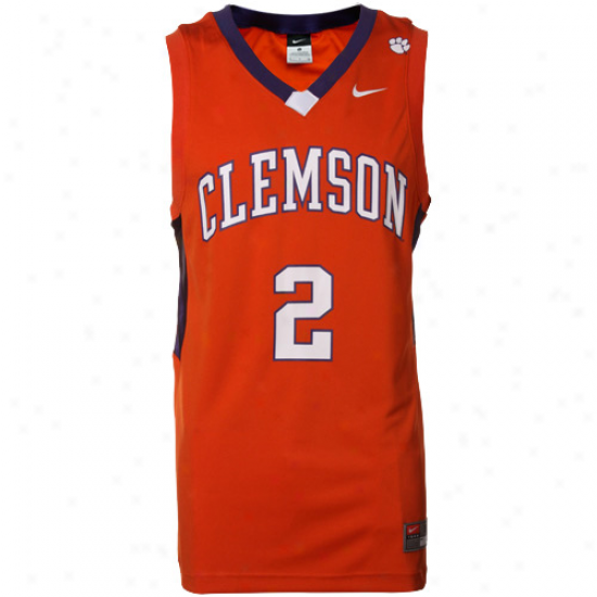 Nike Clemson Tigers #2 Yo8th Replica Basketball Jersey - Orange