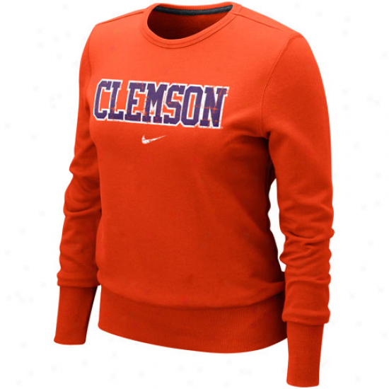 Nike Clemson Tigers Ladies Orange Comfg Crew Pullover Sweatshirt