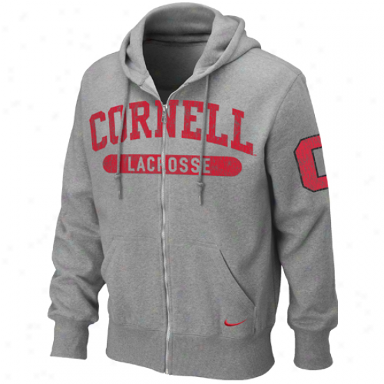 Nike Cornell Full Red Ash Lacrosse Full Zkp Hoodie Sweatshirt