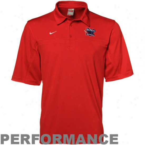 Nike Depaul Blue Demons Red Nikefit Performance Polo