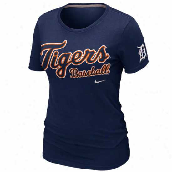 Nike Detroit Tigers Ladies Premium Practice T-shirt - Navy Blue  -