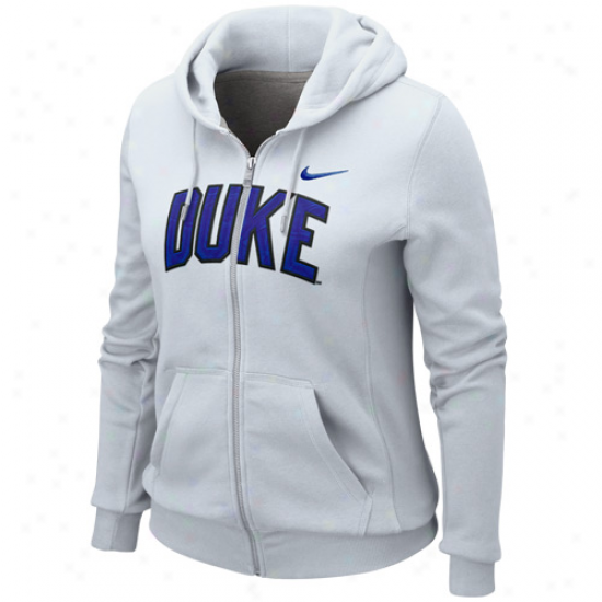 Nike Duke Blue Devils Ladies Duke White University Classic Full Zip Hoodie Sweatshirt