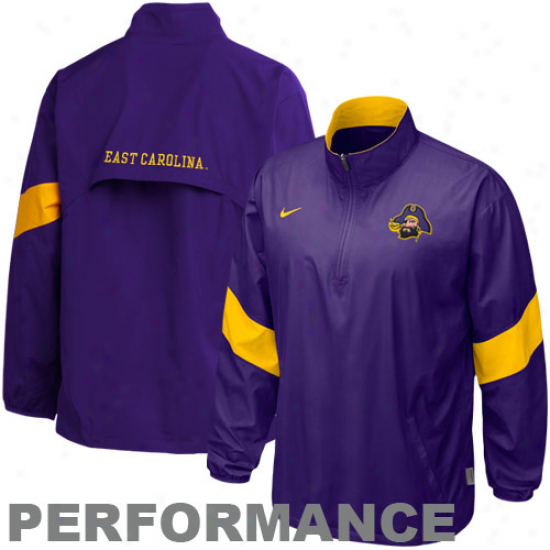 Nike East Carolina Pirates Purple Halfback Pass Quarter Zip Pullover Perfodmance Jacket