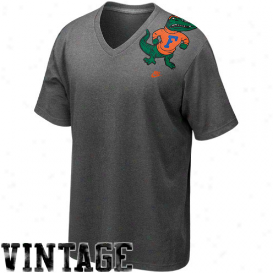 Nike Florida Gators Charcoal Vault Logo Tri-blend V-neck T-shirt