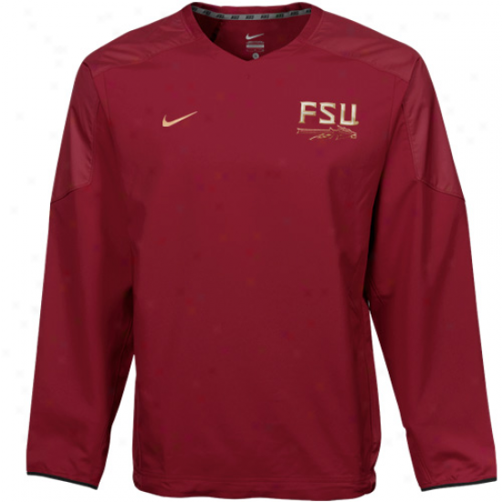 Nike Florida State Seminoles (fsu) Garnet Acceleraton V-neck Pullover Windshirt