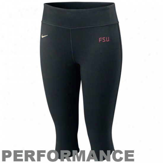 Nike Florida State Seminoles (fsu) Ladies Black Be Immovable Performance Tri-blend Workout Capri Pants