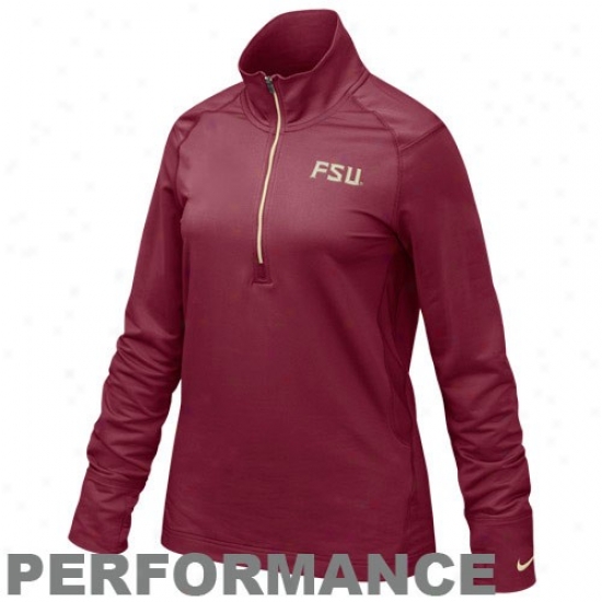 Nike Florida State Seminoles (fsu) Ladies Garnet 1/4 Zip Pullover Performance Jacket