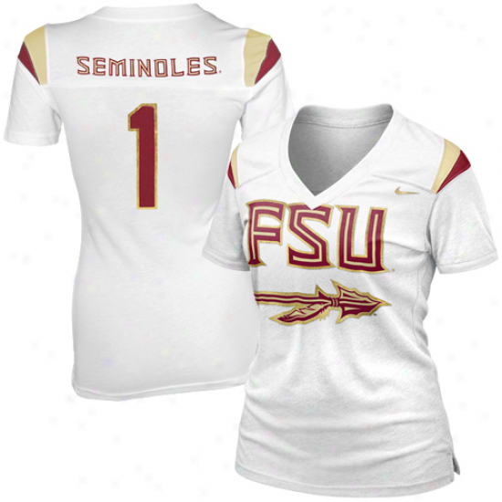 Nike Florida State Seminoles (fsu) Ladies Replica Football Premium T-shirt - White