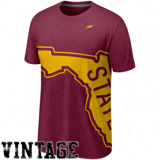 Nike Florida State Seminoles (fsu) Vault Big Logo Crew Tri-blend T-shirt - Garnet