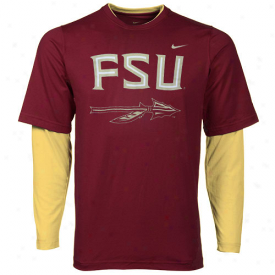 Nike Florida State Seminoles (fsu) Youth Splitter Double Layer T-shirt-garnet-gold