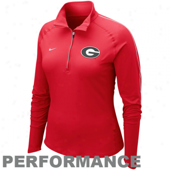 Nike Georgia Bulldogs Ladies Element Quarter Zip Pullover Performance Long Sleeve T-shirt - Red