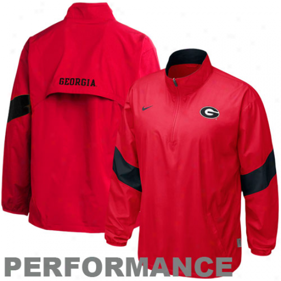 Nike Georgia Bulldogs Red Halfback Pass Quarter Zip Pullover Performance Jacket