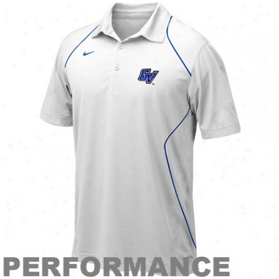 Nike Grand Valley State Lakers White Snap Count Performance Polo