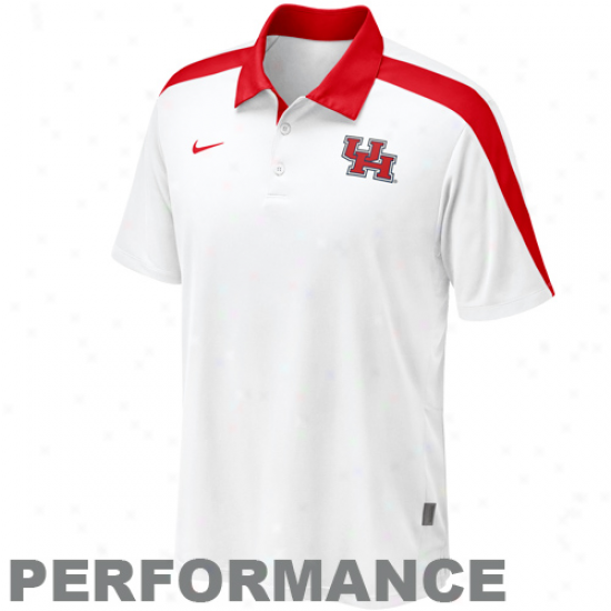 Nike Houston Cougars White Coaches Hot Route Performance Polo