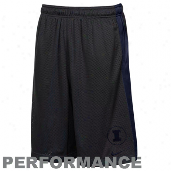 Nike Illinois Fighting Illini Charcoal-navy Blue Varsity Mesh Performance Shorts