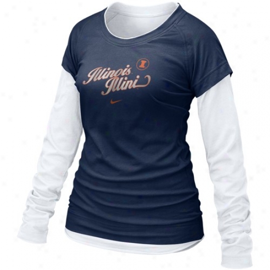 Nike Illinois Fighting Illini Ladies Royal Blue Cross Campus Double Layer Long Sleeve T-shirt