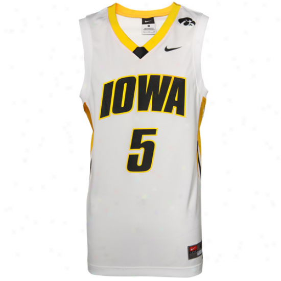 Nike Iowa Hawkeyes #5 Replica Basketball Jersey-white