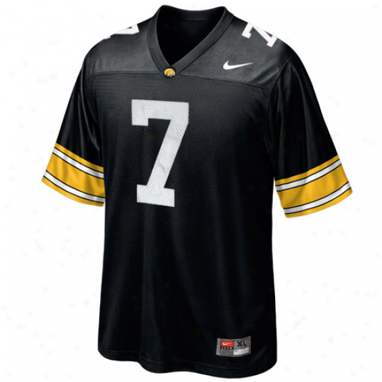 Nike Iowa Hawkeyed #7 Youth Replica Flotball Jersey - Black