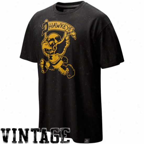 Nike Iowa Hawkeyes Black College Vault Seasonal Lava Wash  Vintage T-shirt