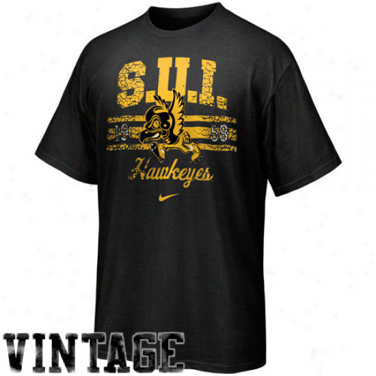 Nike Iowa Hawkeyes Black Thrrowback Game Vintage T-dhirt