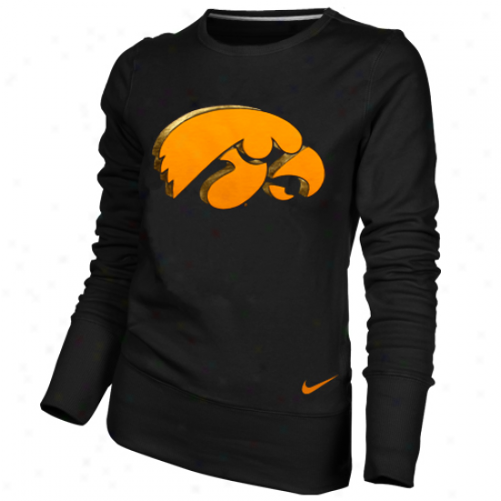 Nike Iowa Hawkeyes Ladies Black Exceed Pullover Crew Sweatshirt