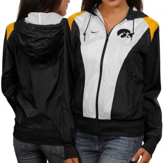 Nike Iowa Hawkeyes Ladies White-black Sprint Full Zip Hoodie Jacket