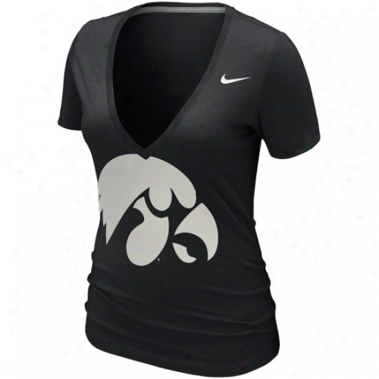 Nike Iowa Hawkeyes Womens Deep V Burnout T-shirt - Black