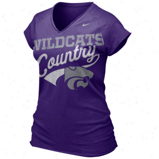 Nike Kansas State Wildcats Ladies Purple Ole Faithful V-neck T-shirt